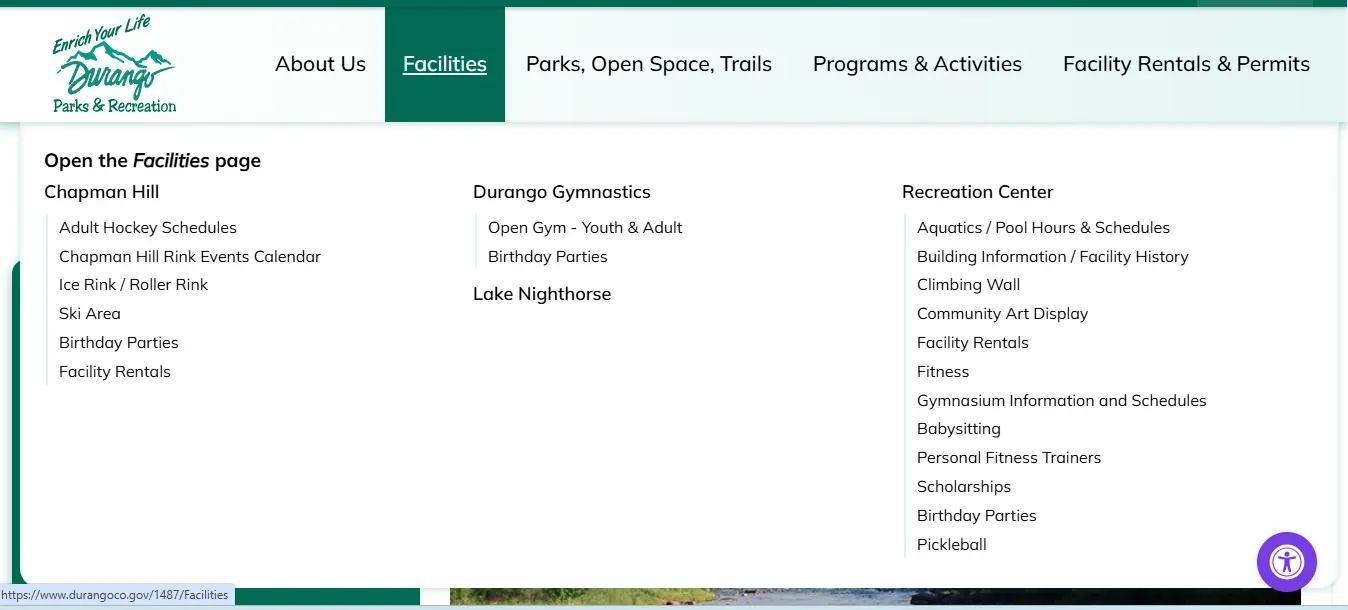 Screenshot guide showing the official City of Durango Animas River access page for local fishing and river-use information