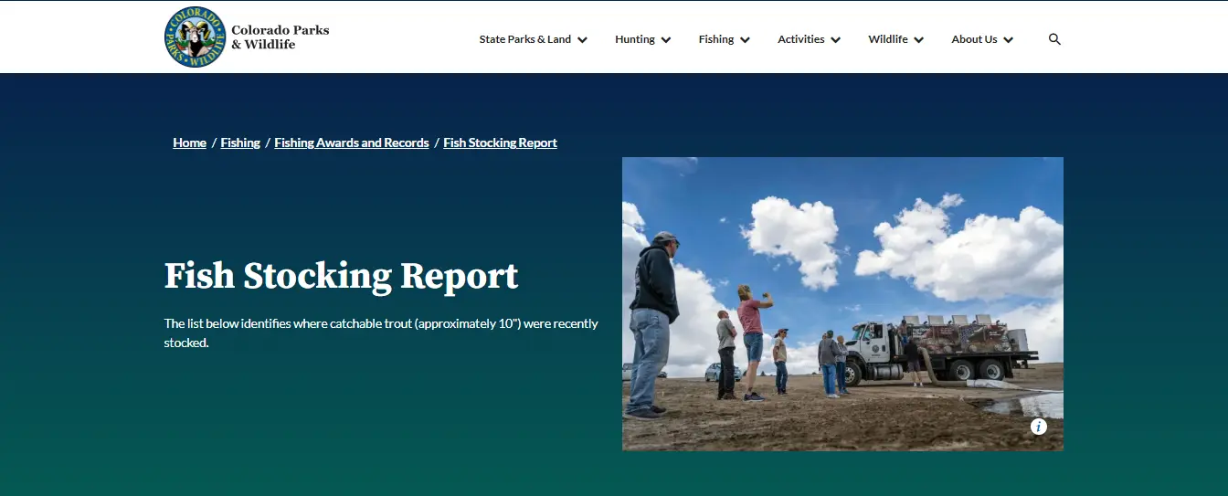 Screenshot guide showing the official USDA Forest Service Grand Mesa fishing access and recreation information page